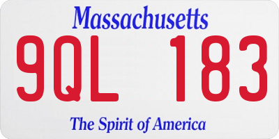MA license plate 9QL183
