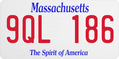 MA license plate 9QL186