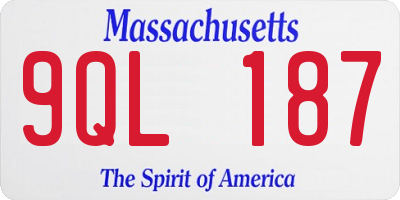 MA license plate 9QL187