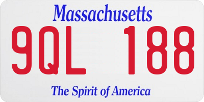 MA license plate 9QL188