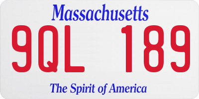 MA license plate 9QL189