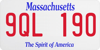 MA license plate 9QL190