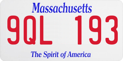 MA license plate 9QL193