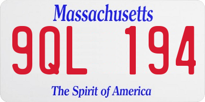 MA license plate 9QL194