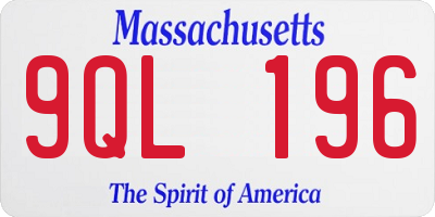 MA license plate 9QL196