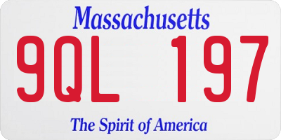 MA license plate 9QL197