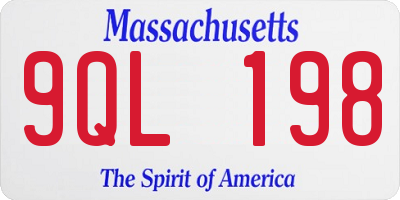 MA license plate 9QL198