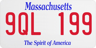 MA license plate 9QL199