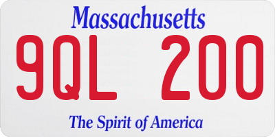 MA license plate 9QL200