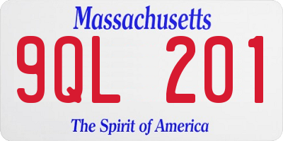 MA license plate 9QL201