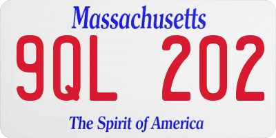 MA license plate 9QL202