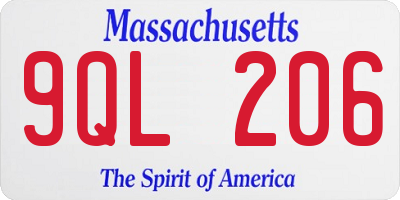 MA license plate 9QL206