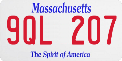 MA license plate 9QL207