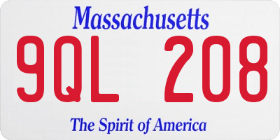 MA license plate 9QL208