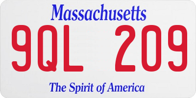 MA license plate 9QL209