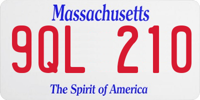 MA license plate 9QL210