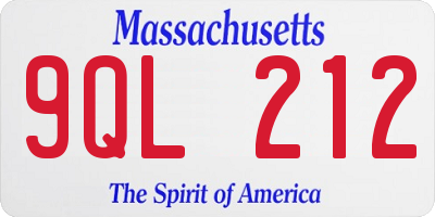 MA license plate 9QL212