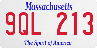 MA license plate 9QL213