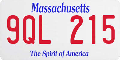 MA license plate 9QL215