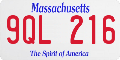 MA license plate 9QL216
