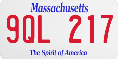 MA license plate 9QL217