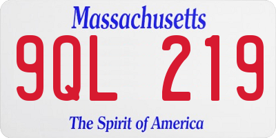MA license plate 9QL219