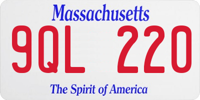 MA license plate 9QL220