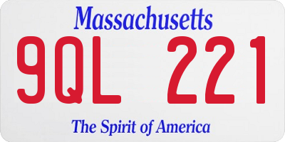 MA license plate 9QL221