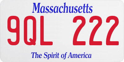 MA license plate 9QL222