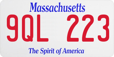 MA license plate 9QL223