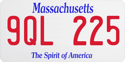 MA license plate 9QL225