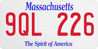 MA license plate 9QL226