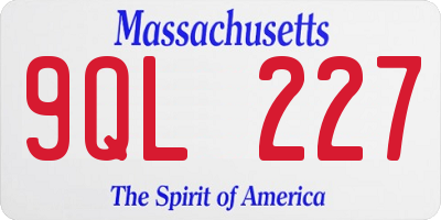 MA license plate 9QL227
