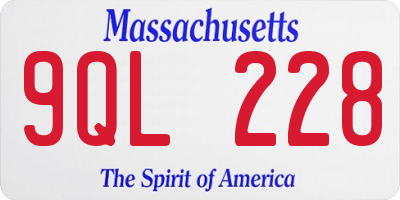 MA license plate 9QL228