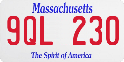 MA license plate 9QL230