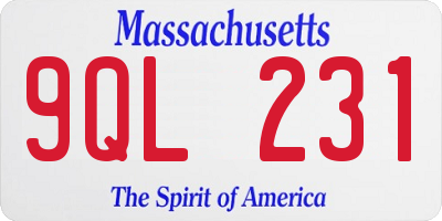 MA license plate 9QL231