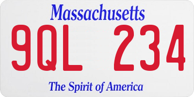 MA license plate 9QL234
