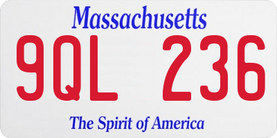 MA license plate 9QL236