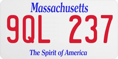MA license plate 9QL237