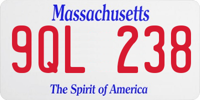 MA license plate 9QL238