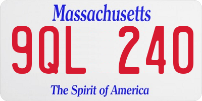 MA license plate 9QL240