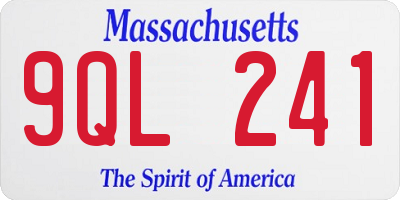 MA license plate 9QL241