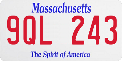 MA license plate 9QL243