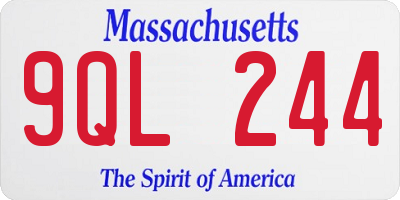 MA license plate 9QL244