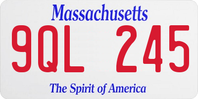 MA license plate 9QL245