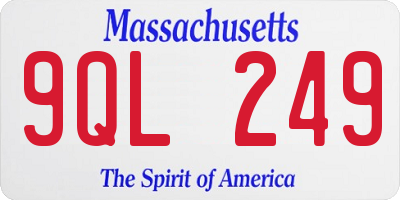 MA license plate 9QL249
