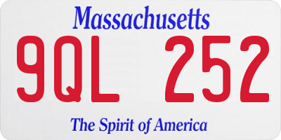 MA license plate 9QL252
