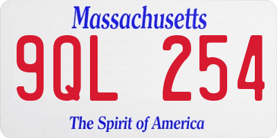 MA license plate 9QL254