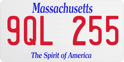 MA license plate 9QL255