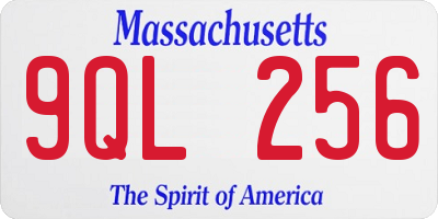 MA license plate 9QL256